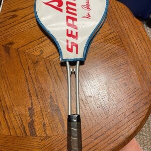Vintage Ken Rosewall Seamco Tennis Racquet Aluminum  4-1/2 M  w/Cover